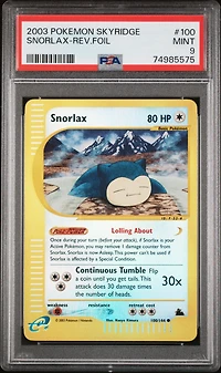 2003 Pokemon Skyridge 100 Snorlax-reverse Foil PSA 9