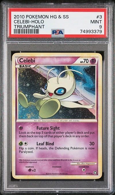 2010 Pokemon Heartgold & Soulsilver Triumphant 3 Celebi-holo PSA 9