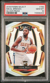 2018 Panini Select 192 Mikal Bridges Silver Prizm PSA 10