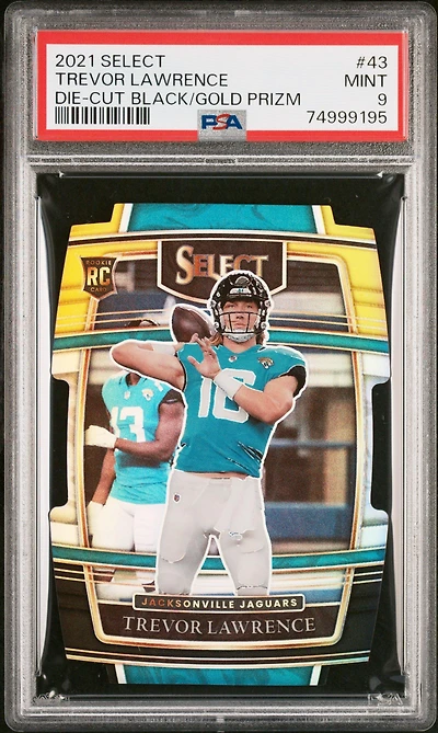 2021 Panini Select 43 Trevor Lawrence Die-cut Black/gold Prizm PSA 9