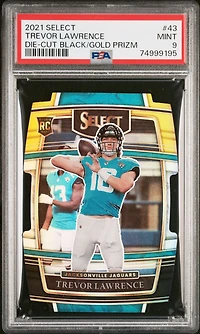 2021 Panini Select 43 Trevor Lawrence Die-cut Black/gold Prizm PSA 9