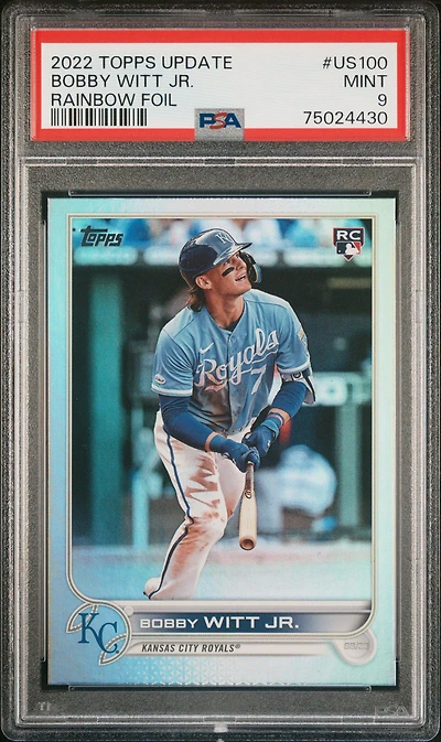 2022 Topps Update Us100 Bobby Witt Jr. Rainbow Foil PSA 9