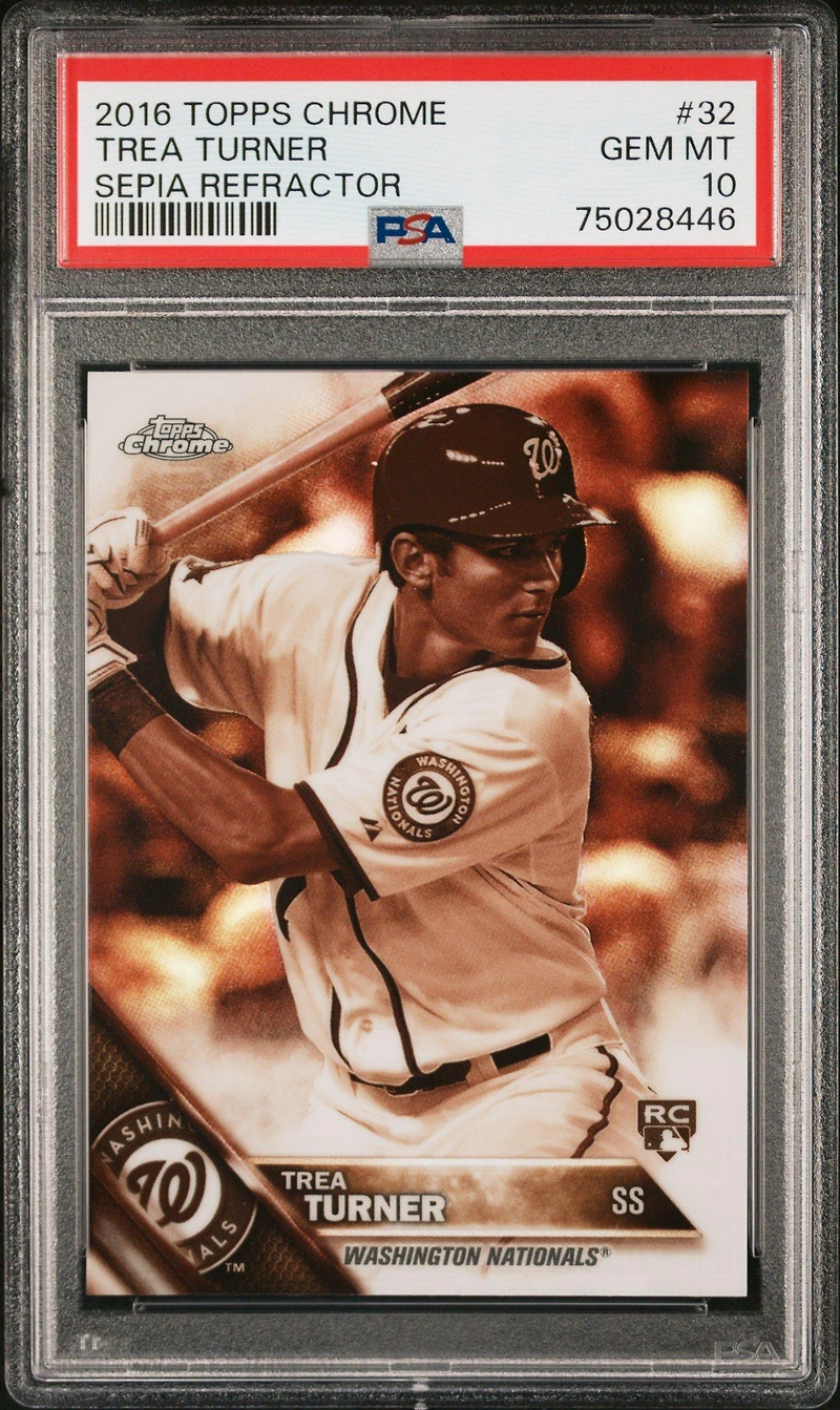 2016 Topps Chrome 32 Trea Turner Sepia Refractor PSA 10