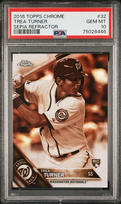 2016 Topps Chrome 32 Trea Turner Sepia Refractor PSA 10