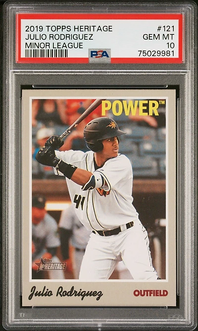 2019 Topps Heritage Minor League 121 Julio Rodriguez PSA 10