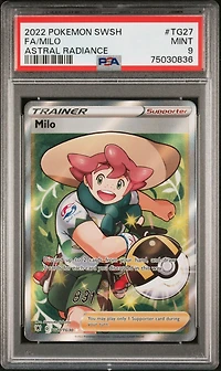 2022 Pokemon Sword & Shield Astral Radiance Tg27 Full Art/milo PSA 9
