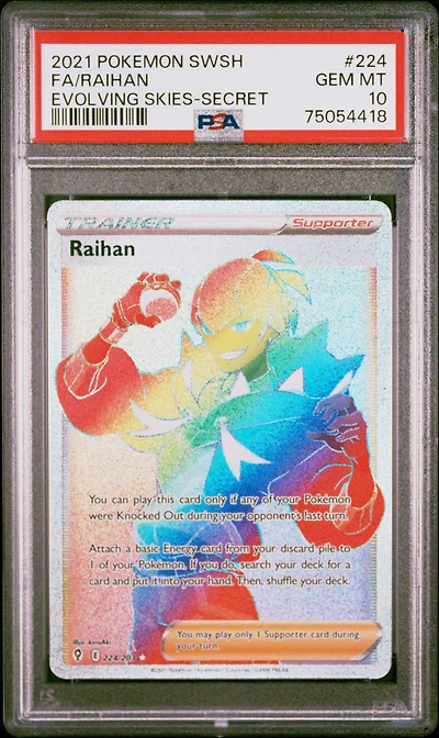 2021 Pokemon Sword & Shield Evolving Skies 224 Full Art/raihan Secret PSA 10