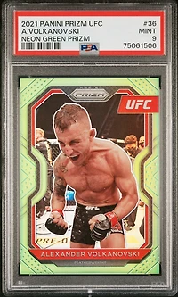 2021 Panini Prizm Ufc 36 Alexander Volkanovski Neon Green Prizm PSA 9