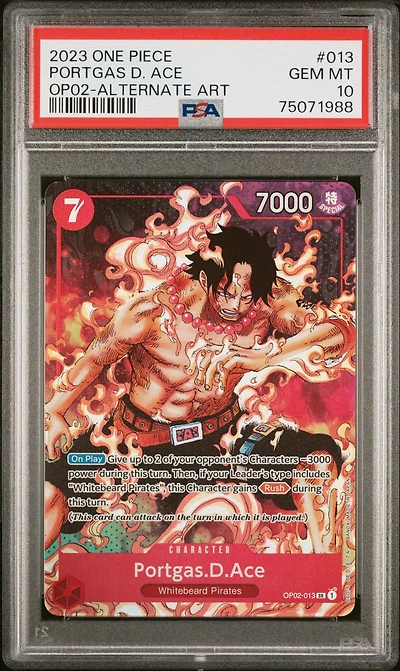 2023 One Piece Paramount War 013 Portgas D. Ace Alternate Art PSA 10