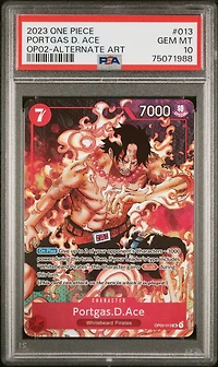 2023 One Piece Paramount War 013 Portgas D. Ace Alternate Art PSA 10