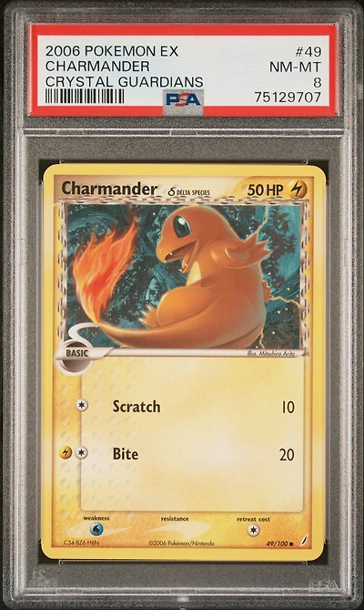 2006 Pokemon Ex Crystal Guardians 49 Charmander PSA 8