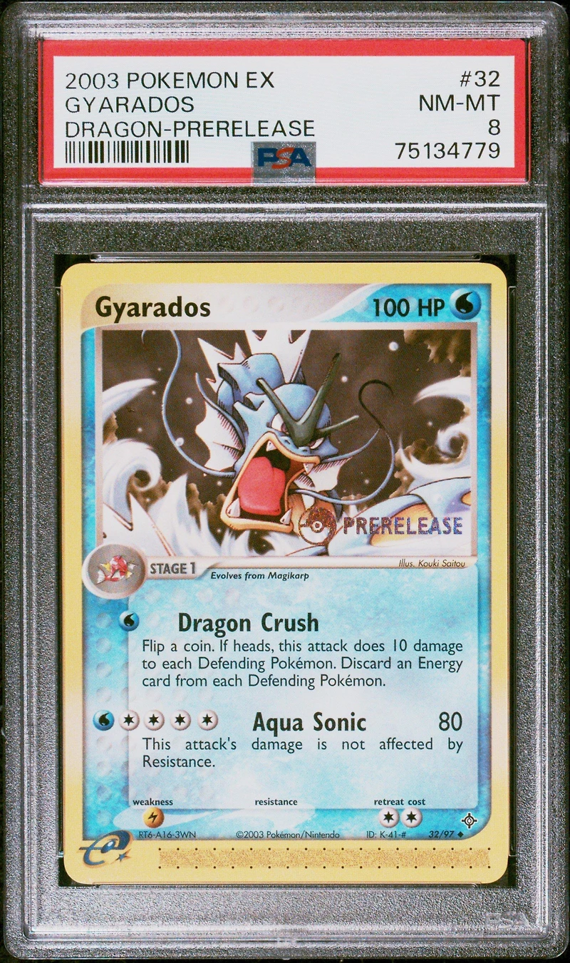 2003 Pokemon Ex Dragon 32 Gyarados Prerelease PSA 8