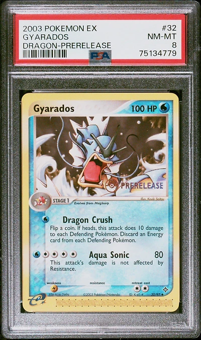 2003 Pokemon Ex Dragon 32 Gyarados Prerelease PSA 8