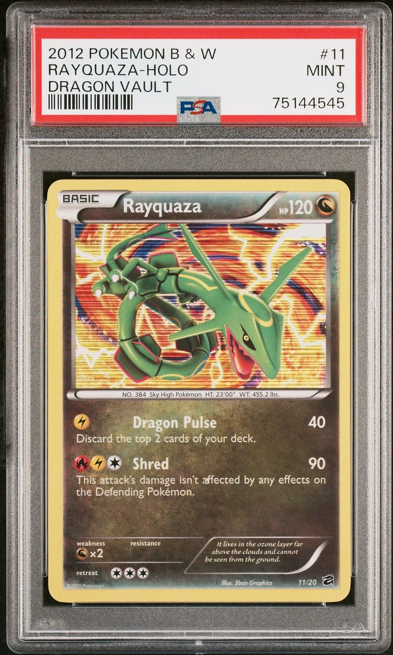 2012 Pokemon Black & White Dragon Vault 11 Rayquaza-holo PSA 9