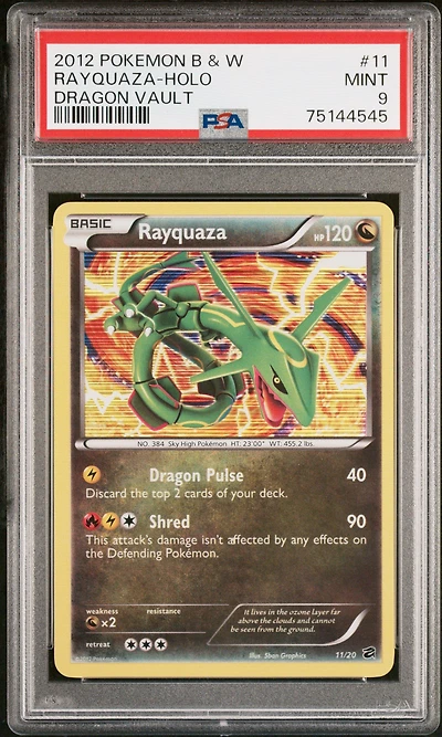 2012 Pokemon Black & White Dragon Vault 11 Rayquaza-holo PSA 9