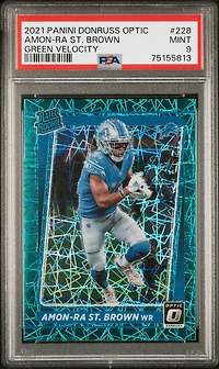 2021 Panini Donruss Optic 228 Amon-ra St. Brown Green Velocity PSA 9