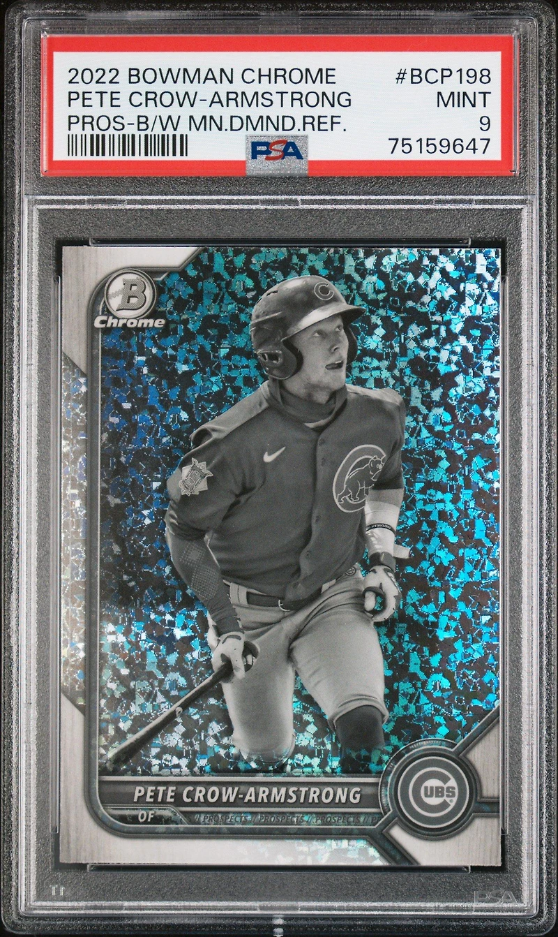 2022 Bowman Chrome Prospects Bcp198 Pete Crow-armstrong Black & White Mini Diamond Refractor PSA 9