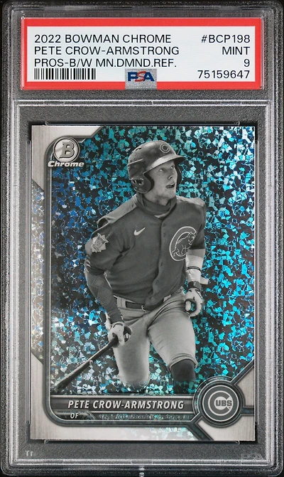 2022 Bowman Chrome Prospects Bcp198 Pete Crow-armstrong Black & White Mini Diamond Refractor PSA 9