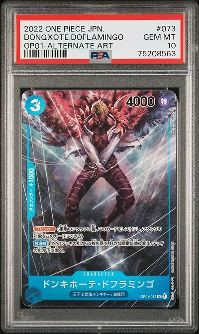 2022 One Piece Japanese Op01-romance Dawn 073 Donquixote Doflamingo Alternate Art PSA 10