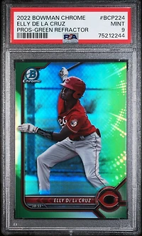 2022 Bowman Chrome Prospects Bcp224 Elly De La Cruz Green Refractor PSA 9