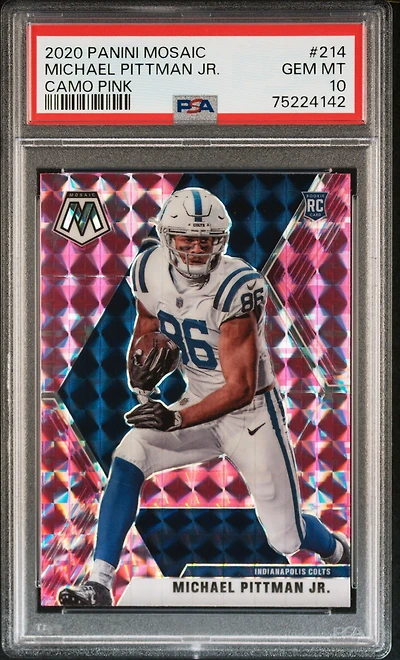 2020 Panini Mosaic 214 Michael Pittman Jr. Camo Pink PSA 10