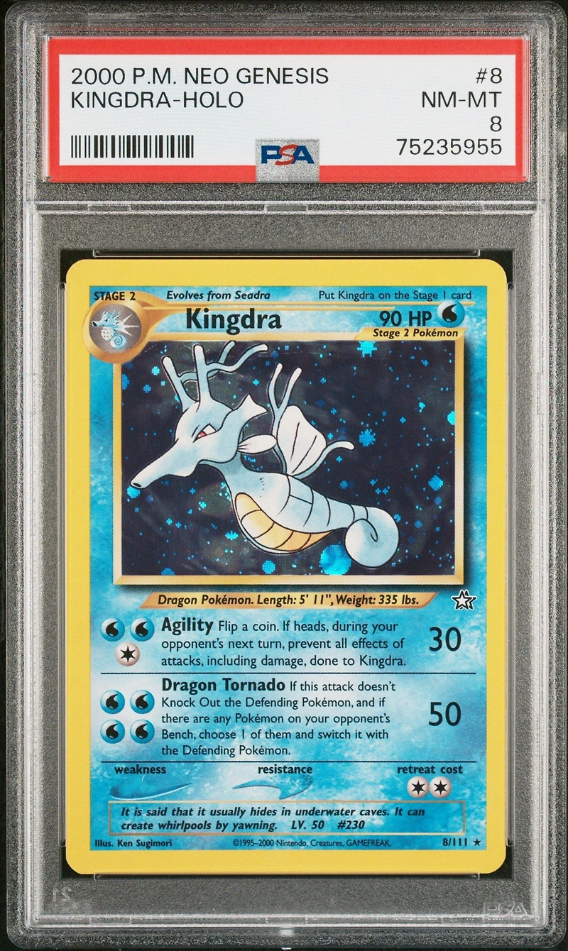 2000 Pokemon Neo Genesis 8 Kingdra PSA 8