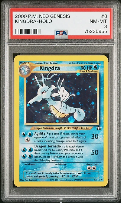 2000 Pokemon Neo Genesis 8 Kingdra PSA 8
