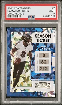 2021 Panini Contenders 7 Lamar Jackson Cracked Ice PSA 9