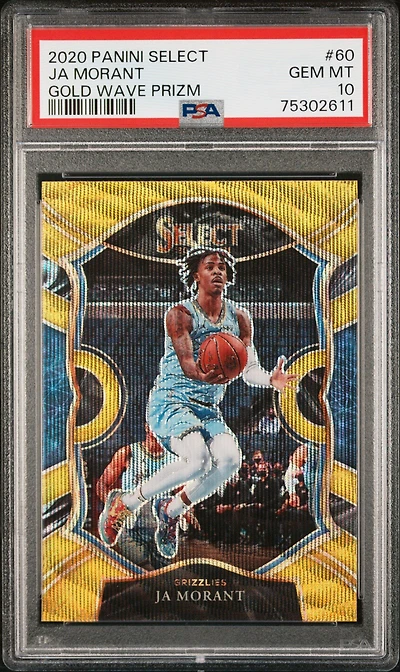 2020 Panini Select 60 Ja Morant Gold Wave Prizm PSA 10