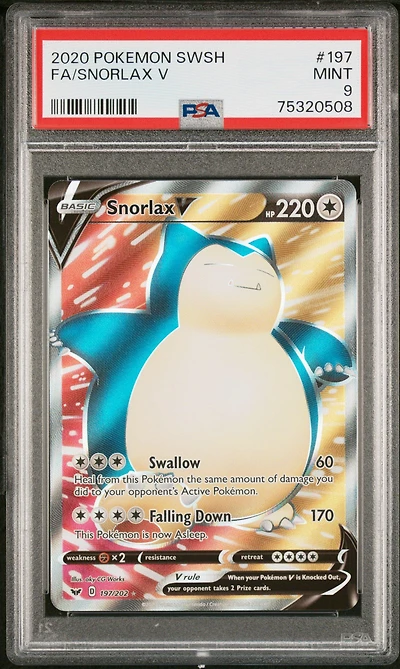 2020 Pokemon Sword & Shield 197 Fa/snorlax V PSA 9