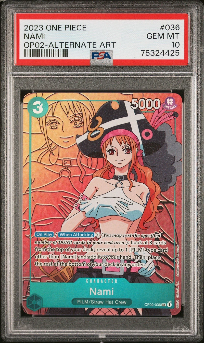 2023 One Piece Op02-paramount War 036 Nami Alternate Art PSA 10