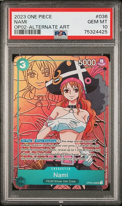 2023 One Piece Op02-paramount War 036 Nami Alternate Art PSA 10