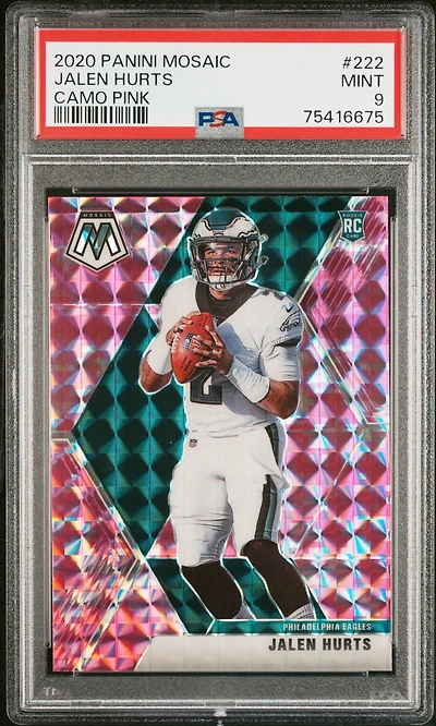 2020 Panini Mosaic 222 Jalen Hurts Camo Pink PSA