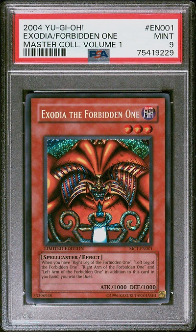 2004 Yu-gi-oh! Master Collection Volume 1 En001 Exodia The Forbidden One PSA 9