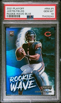 2021 Panini Playoff Rookie Wave Rwjfi Justin Fields PSA 10