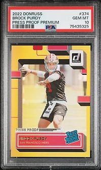 2022 Panini Donruss 374 Brock Purdy Press Proof Premium PSA 10