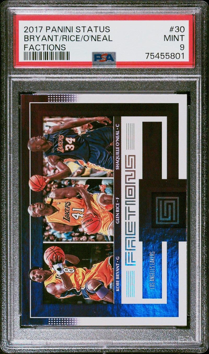 2017 Panini Status Factions 30 Glen Rice/kobe Bryant/shaquille O'neal PSA 9