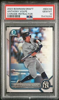 2022 Bowman Draft Bdc68 Anthony Volpe Chrome-refractor PSA 10
