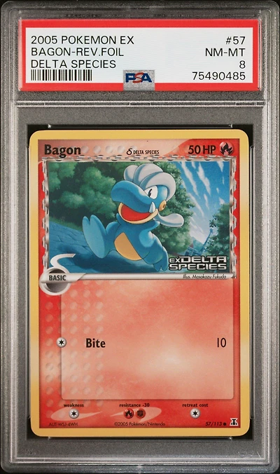 2005 Pokemon Ex Delta Species 57 Bagon-reverse Foil PSA 8