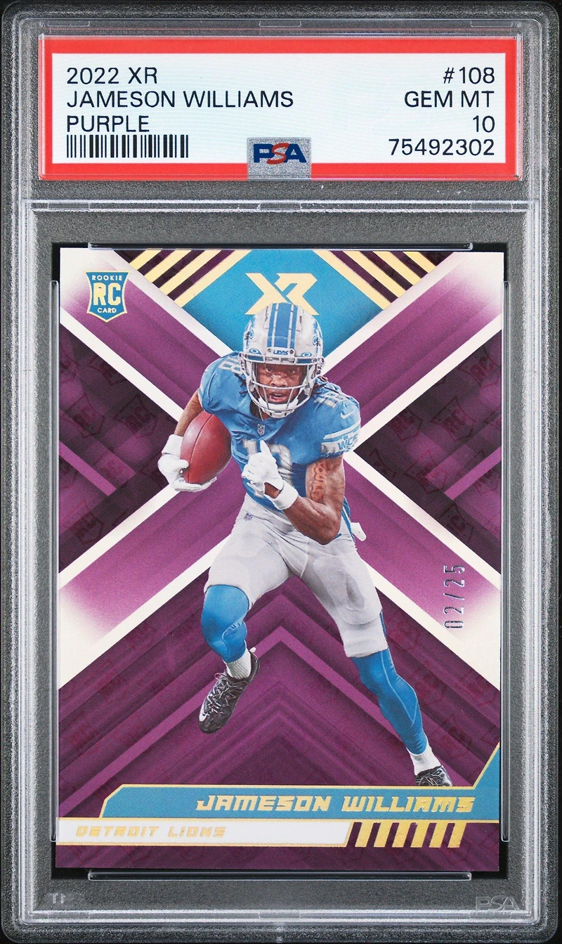 2022 Panini Xr 108 Jameson Williams Purple PSA 10