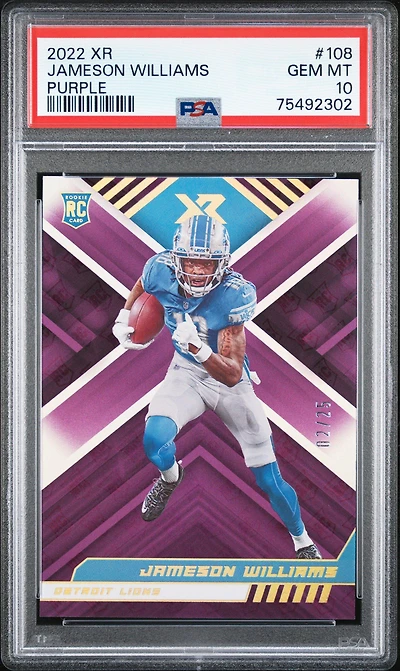 2022 Panini Xr 108 Jameson Williams Purple PSA 10