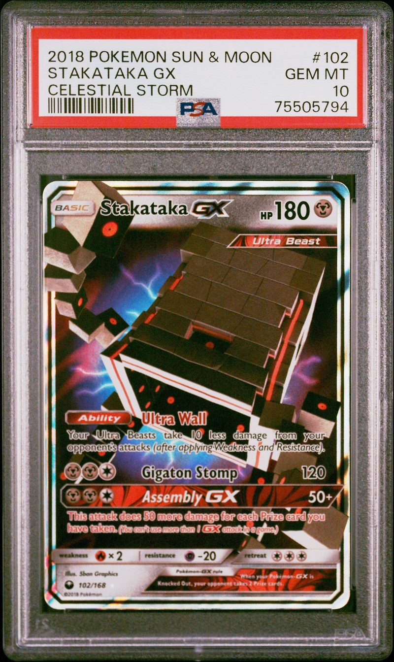 2018 Pokemon Sun & Moon Celestial Storm 102 Stakataka Gx PSA 10