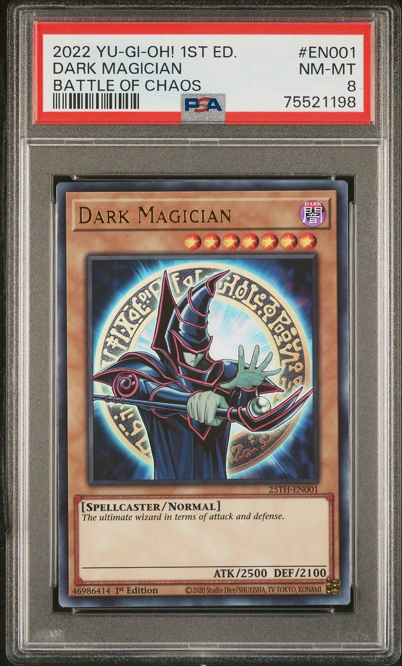 2022 Yu-gi-oh! Bach-battle Of Chaos En001 Dark Magician PSA 8