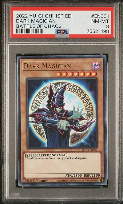 2022 Yu-gi-oh! Bach-battle Of Chaos En001 Dark Magician PSA 8