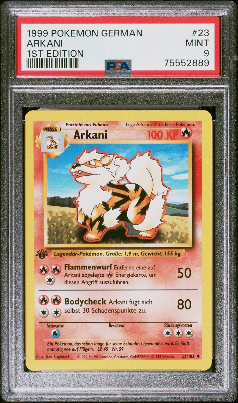 1999 Pokemon German 23 Arkani 1st Edition PSA