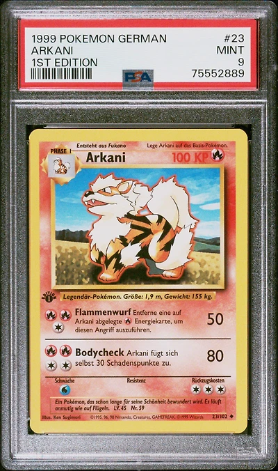 1999 Pokemon German 23 Arkani 1st Edition PSA