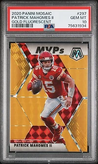 2020 Panini Mosaic 297 Patrick Mahomes Ii Gold Fluorescent PSA 10
