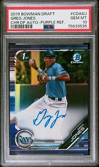 2019 Bowman Draft Chrome Draft Picks Autograph Cdagj Greg Jones Purple Refractor PSA 10
