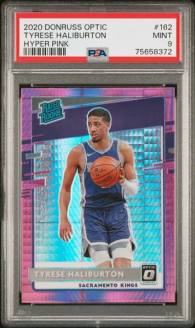 2020 Panini Donruss Optic 162 Tyrese Haliburton Hyper Pink PSA 9