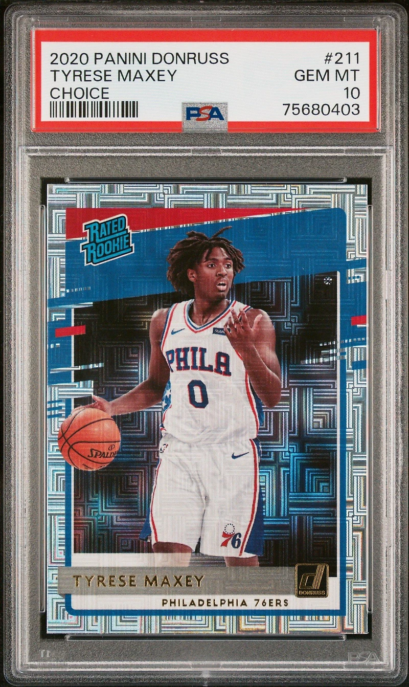 2020 Panini Donruss 211 Tyrese Maxey Choice PSA 10